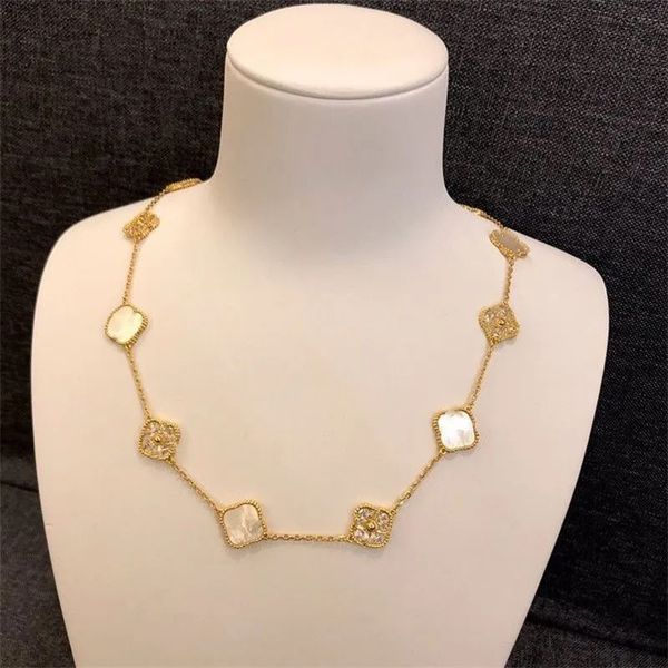 10 motif clover necklace: elegant 18k gold and silver plated shell jewelry for women