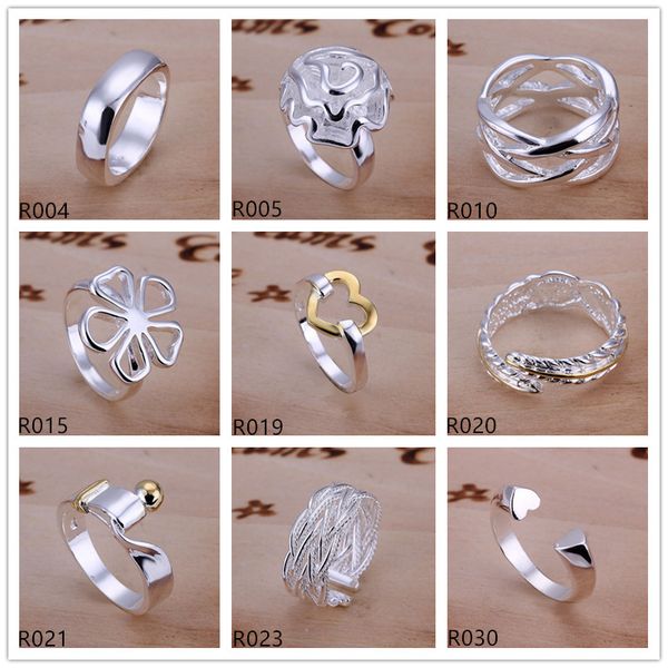 10 stylish sterling silver plated rings DMMSR2, wholesale 925 silver plated rings direct from factory