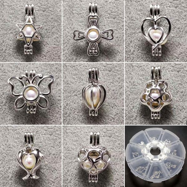 100% pure 925 sterling silver pearl locket cages for DIY jewelry, perfect for bracelets and necklaces, available in 15*25mm size with 24 stylish designs, ideal as a wedding gift