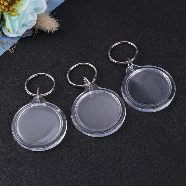100pcs Clear Round Acrylic Photo Keychain Blanks for DIY Custom Keyrings with Split Rings