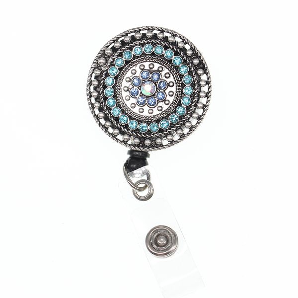 100-piece lot of rhinestone key ring badge reels with retractable clip for medical and office use