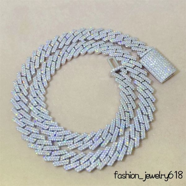 10mm diamond-tested iced out VVS moissanite jewelry set including necklace and bracelet for men and women, featuring a stylish 14k gold plated Cuban link chain