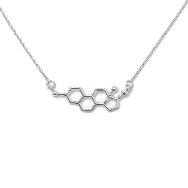 10PCS Formula Female Hormone Dopamine Molecule Necklace Chemical Molecules Coffee Science Structure Chemistry Necklaces