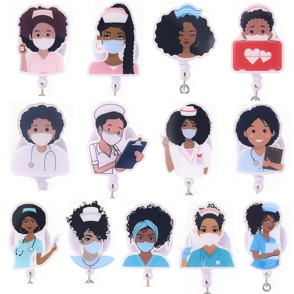 10-piece Fashion Key Rings for Nurses - Acrylic Retractable Medical Badge Holders with Yoyo Pull Reel for Healthcare ID Cards