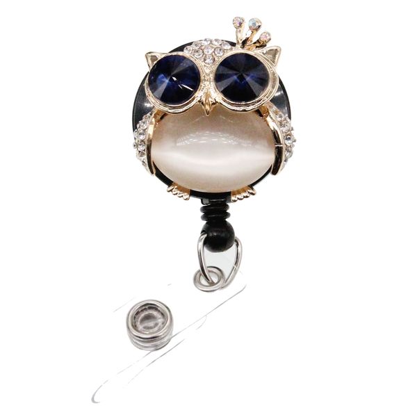 10-piece set of customizable acrylic key rings with crystal rhinestones, featuring animal and bird designs like eagles and owls, plus retractable ID badge reels for nurses, students, and staff