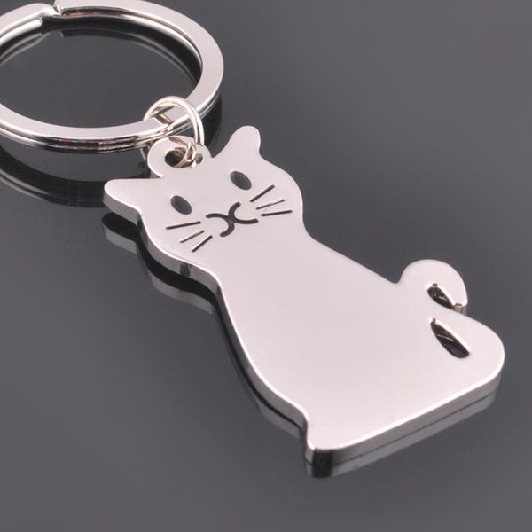 10-piece set of silver metal cat keychain rings for bags and cars