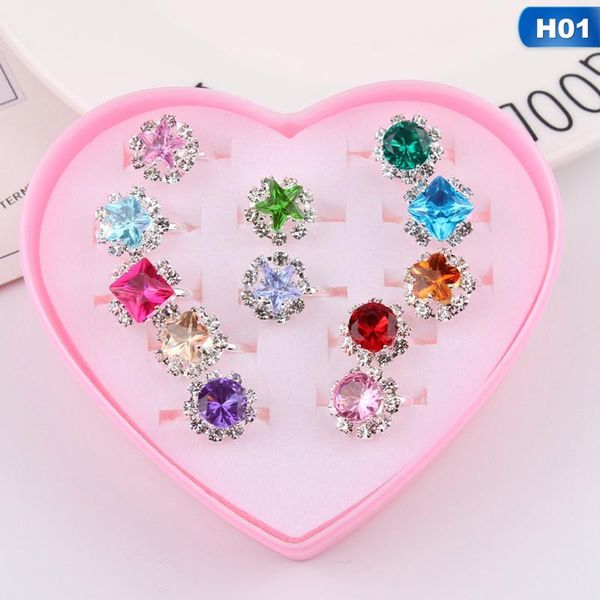 12/24/36-piece heart-shaped box jewelry ring set, adjustable for little girls' birthday gifts