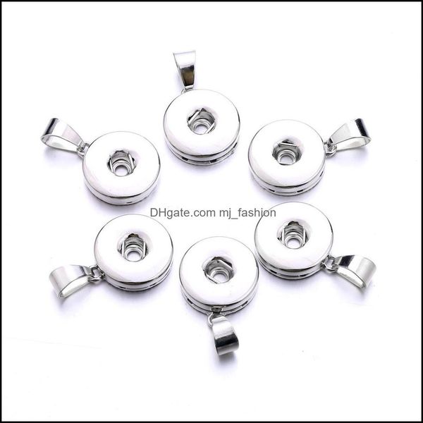 12mm and 18mm snap button pendant necklaces for DIY jewelry in various color platings, suitable for both women and men, with Noosa drop delivery from MJFashion