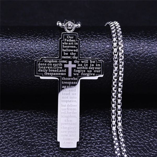 14K gold cross necklace for men, a religious Jesus pendant jewelry piece for prayer