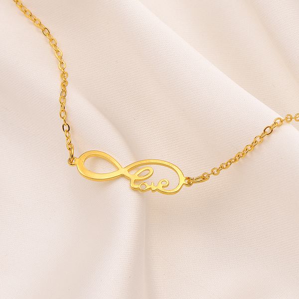 14k gold infinity pendant necklace for women, antique yellow filled charm gift in box for mom or ladies