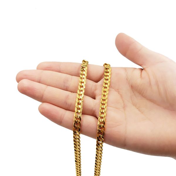 14K solid gold Cuban link chain necklace, 20