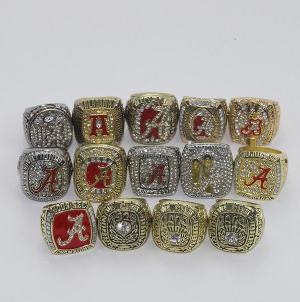 14-piece Alabama Crimson Tide football championship ring set for men, a fan collectible available for wholesale drop shipping