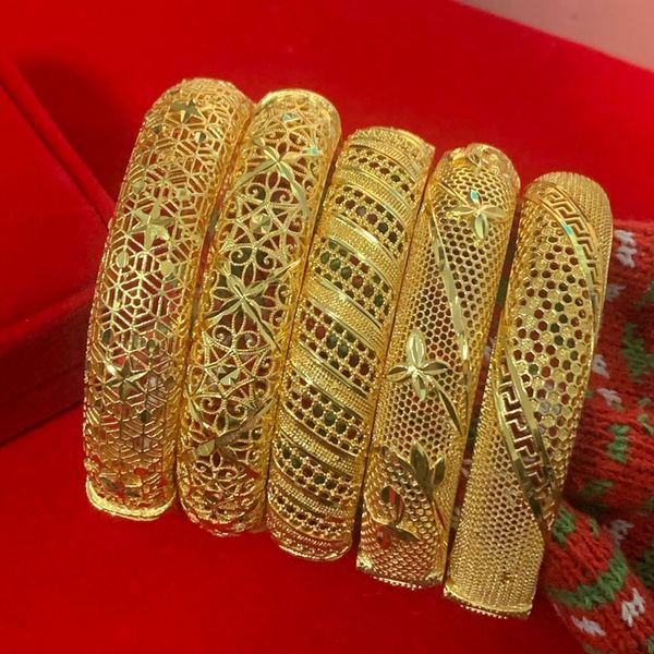 15mm thick elegant hollow bangle for women in 18k gold-filled, perfect for weddings, parties, or as a bridal jewelry gift