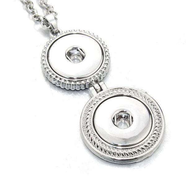 18-20mm snap button pendant necklace with 60cm chain, featuring stylish rhinestones for DIY jewelry gifts for women
