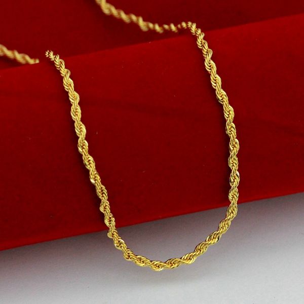 18-inch yellow gold filled rope chain for women and men, twisted design