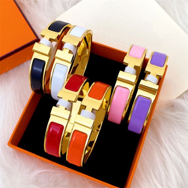 18K gold and titanium steel bracelet with European-American enamel, unisex cuff design