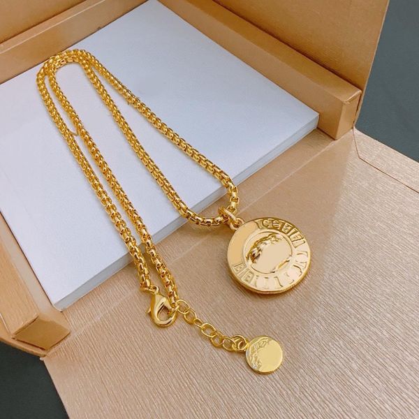 18K gold designer necklaces featuring classic mythology carved portraits with zircon crystals and enamel, unisex gifts for men and women
