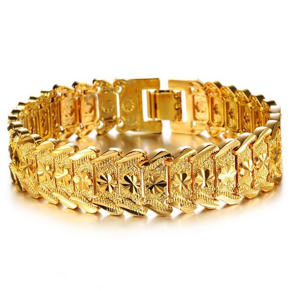 18K gold wheat chain bracelet with punk-inspired Cuban links for stylish unisex jewelry