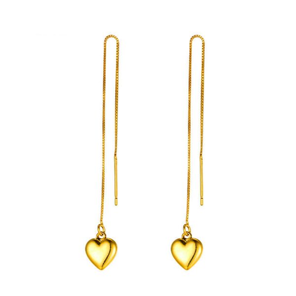 18k gold-filled linear earrings with a delicate dangling heart design, perfect as a thoughtful gift
