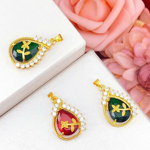 18k gold-filled teardrop pendant chain with classic colors, a stylish women's charm jewelry piece perfect as a fashionable gift
