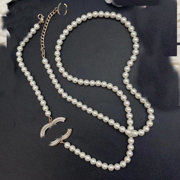 18K gold-plated choker necklace featuring a pearl strand and letter pendant, a luxurious women's jewelry piece perfect for weddings and special occasions