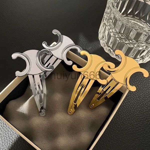 18K gold-plated designer hair clips and barrettes for women and girls, featuring trendy golden and silver letter hairpins