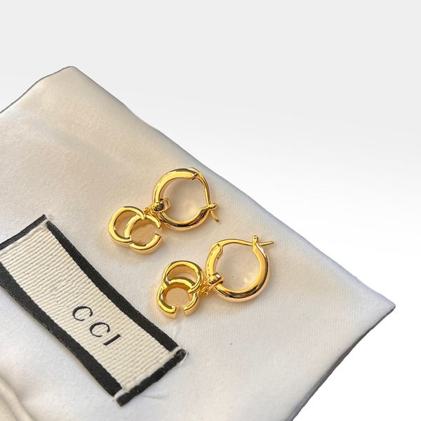 18K gold-plated geometric letter ear studs for women, stylish designer jewelry perfect for weddings and parties