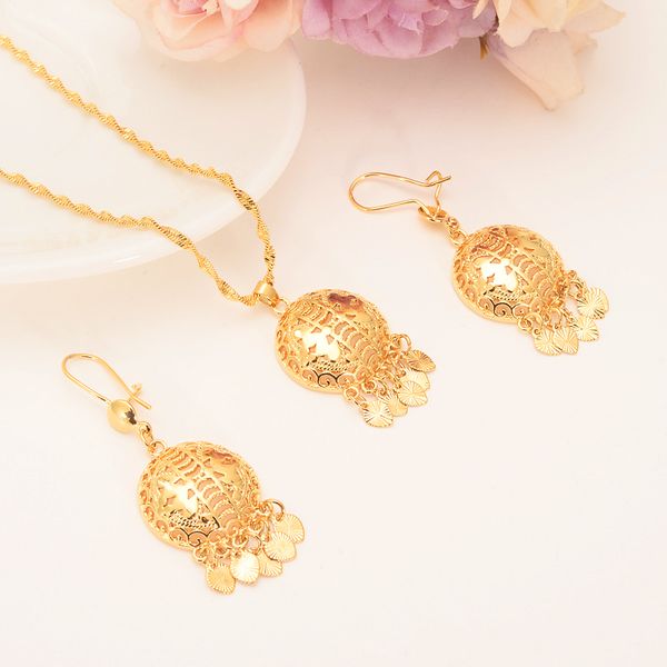 18K gold-plated GF Dubai Indian beads, five-star pendant earrings, initial chain necklace for women, ideal for weddings and bridal jewelry