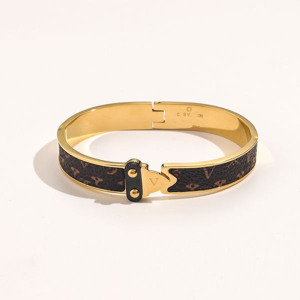 18K gold-plated men's bangle bracelet with designer lettering, a stylish stainless steel wristband perfect as a wedding or couple's gift in classic jewelry design
