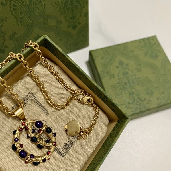 18K gold-plated necklace chain for women and men, a retro couple's brass jewelry piece