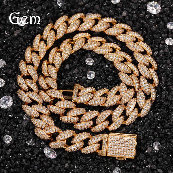 18K gold-plated zirconia men's Cuban link chain for hip-hop fashion