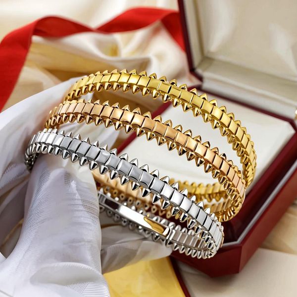 18K rose gold and silver plated rotatable bullet stainless steel designer bracelets for women and men