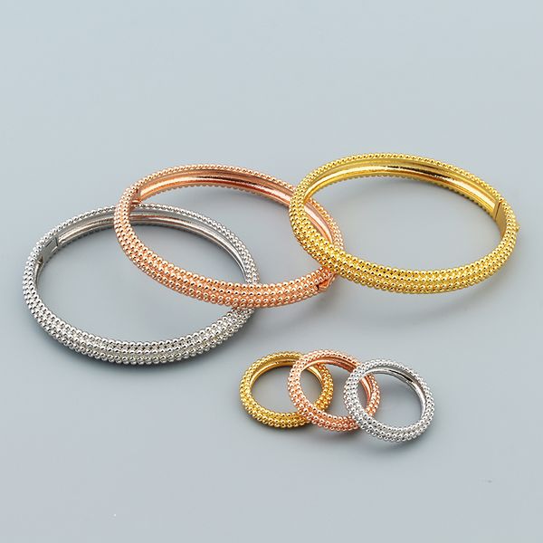 18k rose gold diamond bangle bracelet silver designer bangle ring set jewelry femme set Women Men couple bracelets jewlery chains party gift

Elegant 18k rose gold and silver designer bangle set with diamonds, featuring matching rings and bracelets for couples, perfect as party gifts