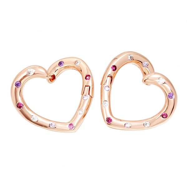 18K rose gold heart-shaped hoop earrings for Pandora, crafted from 925 sterling silver with CZ diamonds, offering luxurious wedding jewelry for women