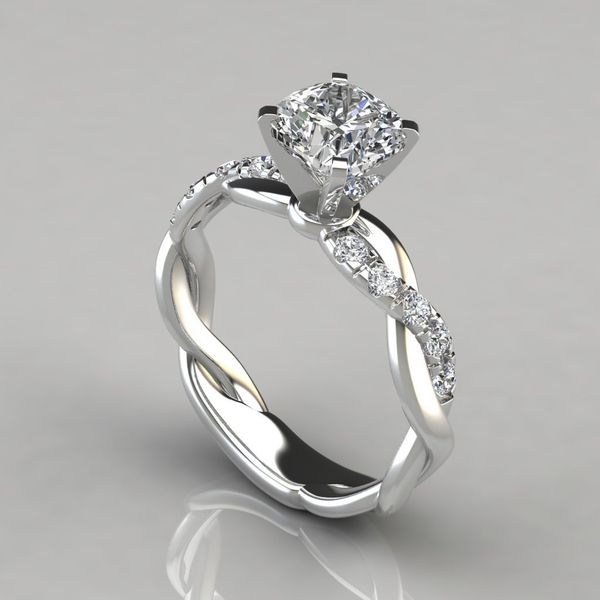 18k rose gold plated two-tone princess square diamond ring with cross twist design, high-quality party jewelry for 2023