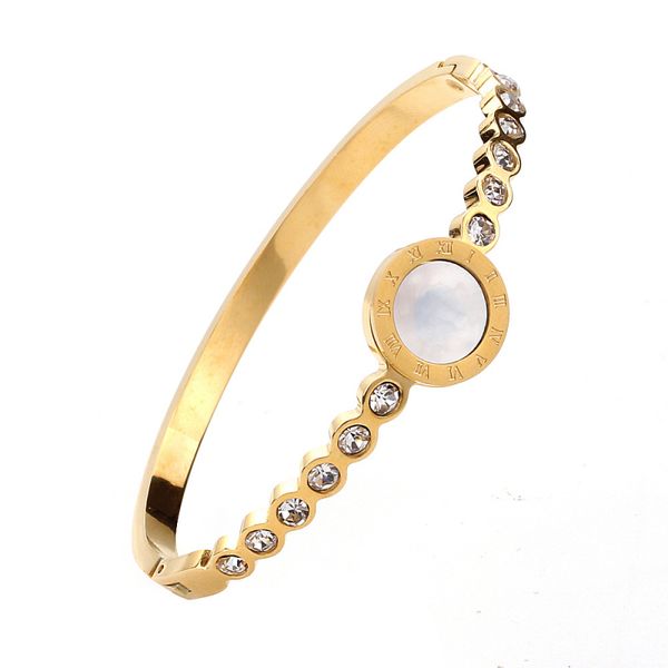 18K rose gold-plated stainless steel bangle with zirconia, a luxurious women's bracelet gift