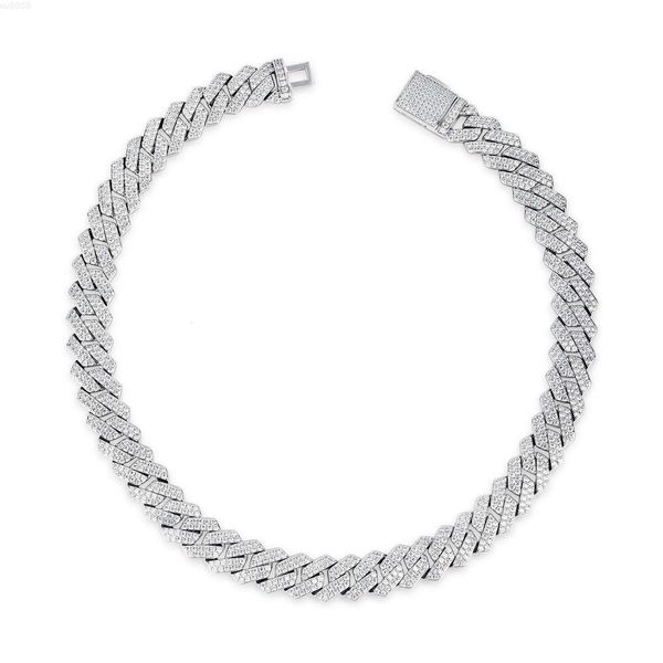18k white gold-plated sterling silver Cuban link chain necklace for men and women, customizable hip hop jewelry  

(Note: Original string had 15 words, rewritten version has 14 words while maintaining all key elements: material, style, plating, gender neutrality, customization option, and jewelry category)
