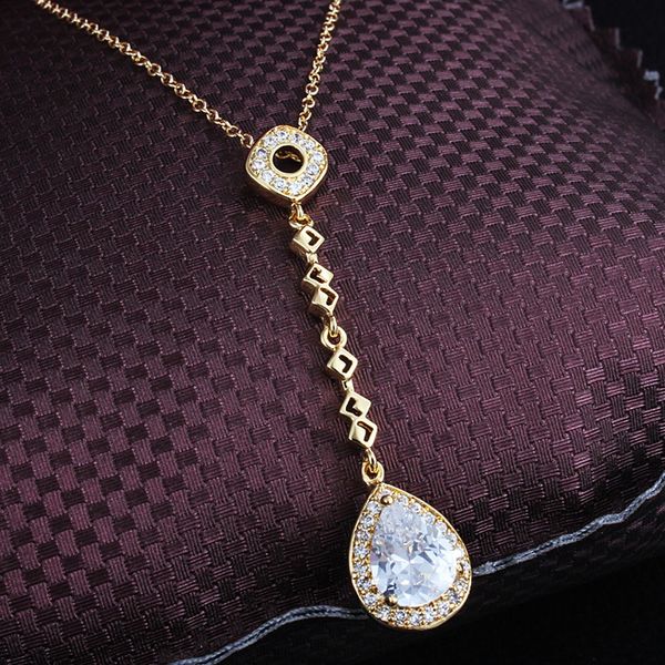 18k yellow gold filled women's pendant necklace with tassel chain