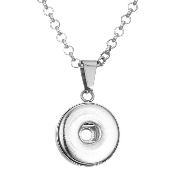 18mm snap button pendant necklace for women, featuring ginger snaps buttons in silver plating
