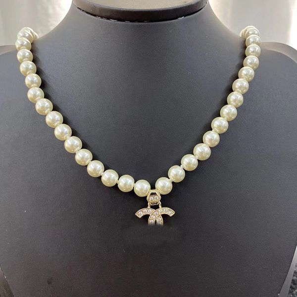 18-style classic diamond pearl necklace from French luxury fashion brand C, designed for women's party chains