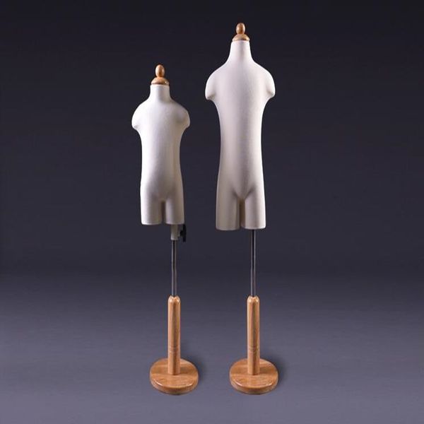 1pc realistic child mannequin torso with wooden base for flexible fabric display