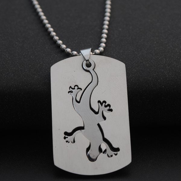 1pc Stainless Steel Gecko Charm Necklace with Reptile Lizard Pendant, Detachable for Sweaters
