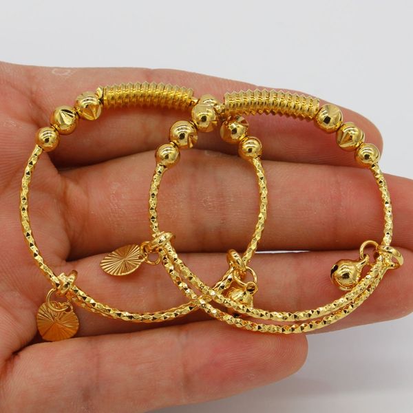 2 Elegant 18k Gold-Filled Bangles for Kids, a Perfect Bracelet Gift for Girls and Boys