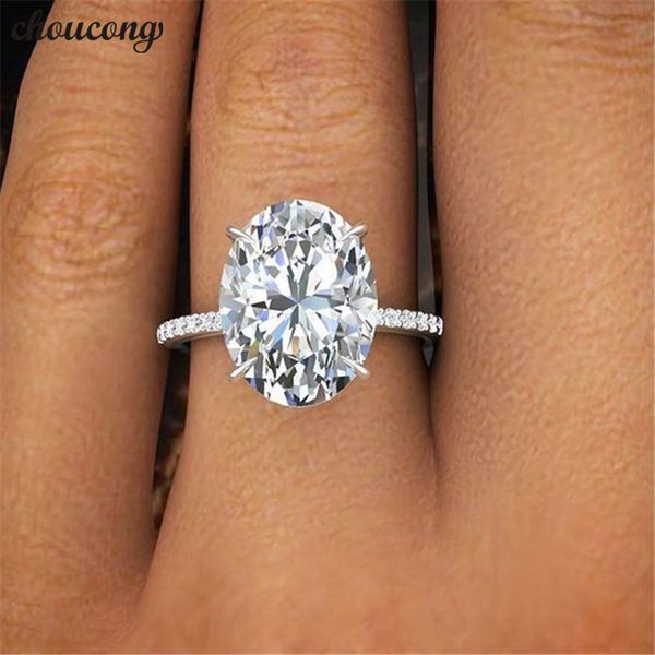 2018 Promise Finger Ring: 925 sterling silver oval-cut 3ct diamond engagement band for women's wedding jewelry