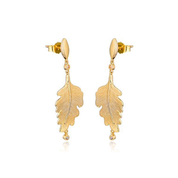 2019 Autumn Shiny Silver Oak Leaf Stud Earrings for Women, Pandora-Inspired Fashion Jewelry