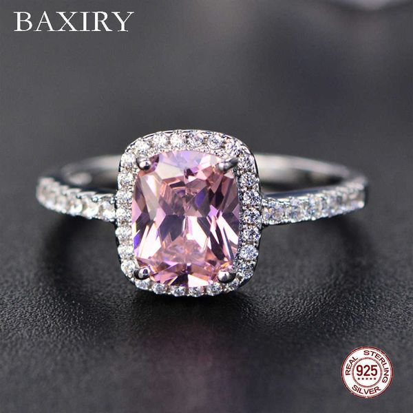 2019 New Fine Natural Ruby Ring 925 Sterling Silver Rings Engagement Gemstone Ring Silver Pink Quartz Ring For Women Jewelry X0715
