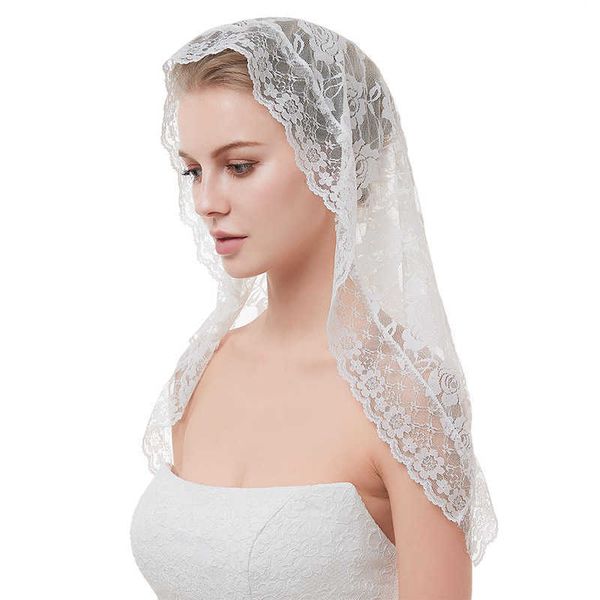 2019 White Black Veil Bridal Mantillas Chapel Veils Muslim Veil Head Covering Lace Catholic Veil Mantilla Welon Slubny X0726