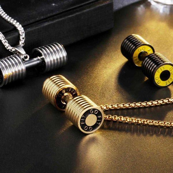 2020 Western Hot Sports Pendant Necklace Stylish Dumbbell Pendant Necklace Fashion StainlSteel Jewelry X0707