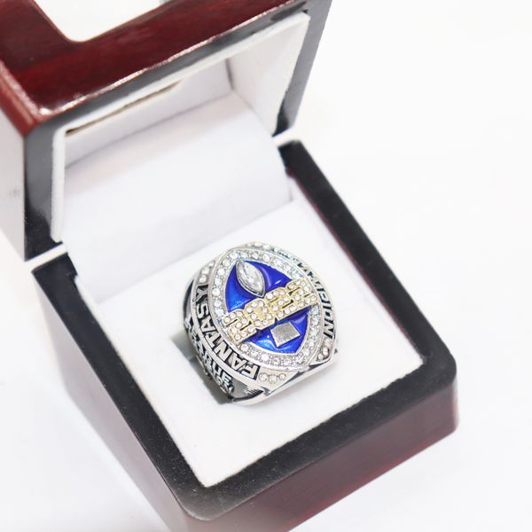 2022 hot-selling fantasy football rings in blue championship style, sizes 8-14