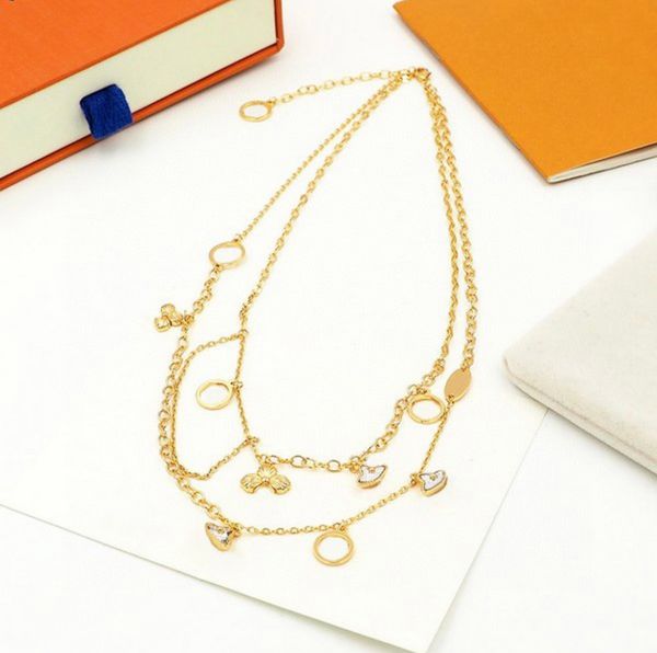 2022 New Gold Flower Letter Pendant Women's Luxury Jewelry Bracelet and Necklace Set